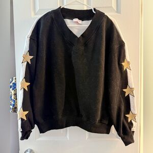 BUTTERMELON Black and Gold Star Women's Sweatshirt Size Small